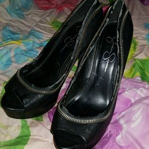 Jessica Simpson 8.5 Zipper Detail black platform
